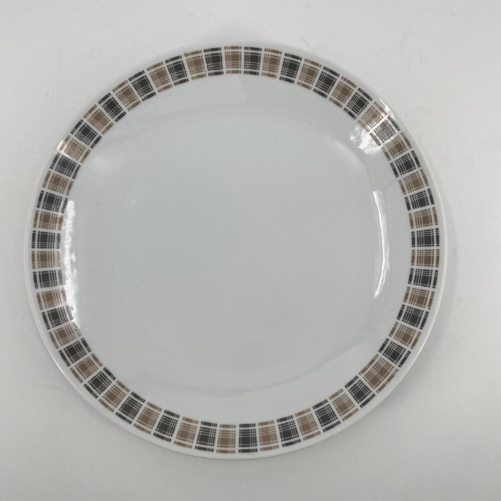 Vtg Harmony House Highlander Servings platter MCM white brown Japan 12 1/4”